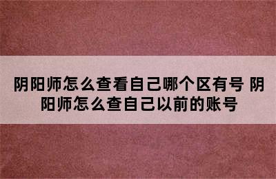 阴阳师怎么查看自己哪个区有号 阴阳师怎么查自己以前的账号